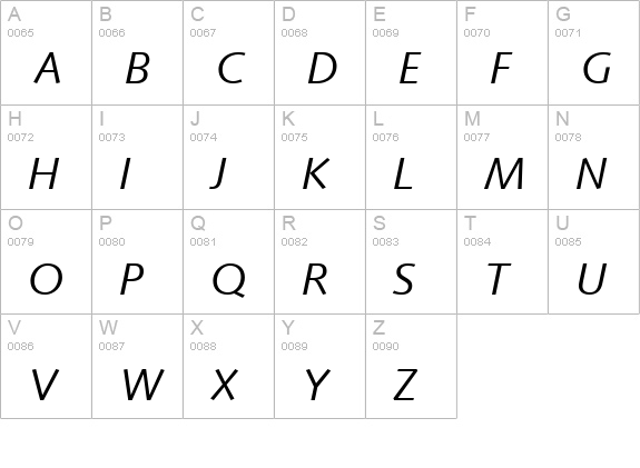Facile SSi Italic uppercase A-Z preview