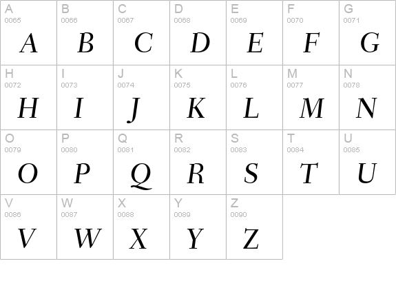 Fairfield LH 56 Medium Italic uppercase A-Z preview