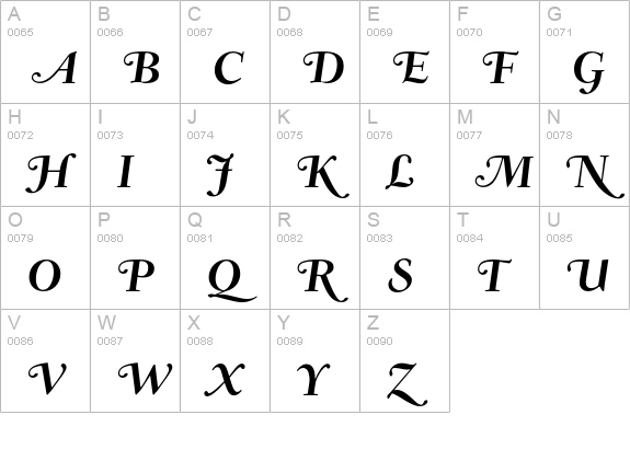 Fairfield LH 76 Swash Bold Italic Old Style Figures uppercase A-Z preview