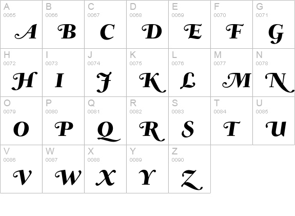 Fairfield LH 86 Swash Heavy Italic Old Style Figures uppercase A-Z preview