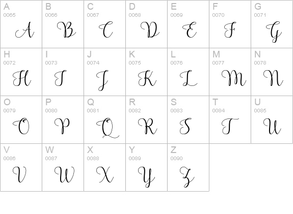 Fairybells Script uppercase A-Z preview