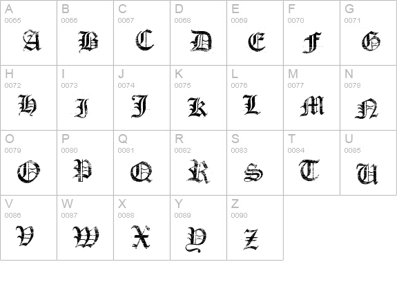 Faith Collapsing uppercase A-Z preview