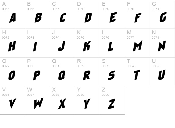 Faktosas Slanted Normal uppercase A-Z preview