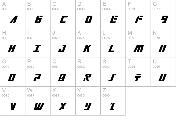 Falconhead Condensed Italic uppercase A-Z preview