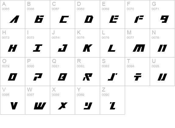 Falconhead Italic uppercase A-Z preview