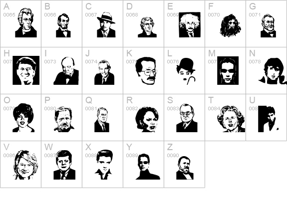 Famous Faces uppercase A-Z preview