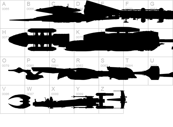 Famous Spaceships uppercase A-Z preview