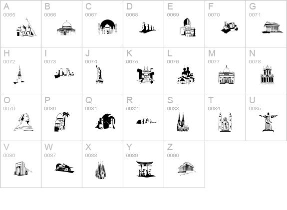 FamousBuildings uppercase A-Z preview