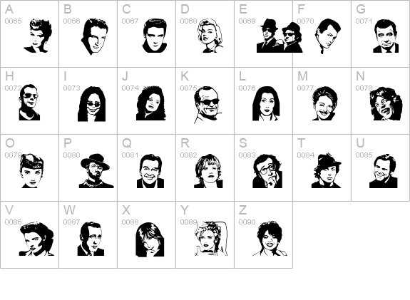 FamousFolksRegular uppercase A-Z preview