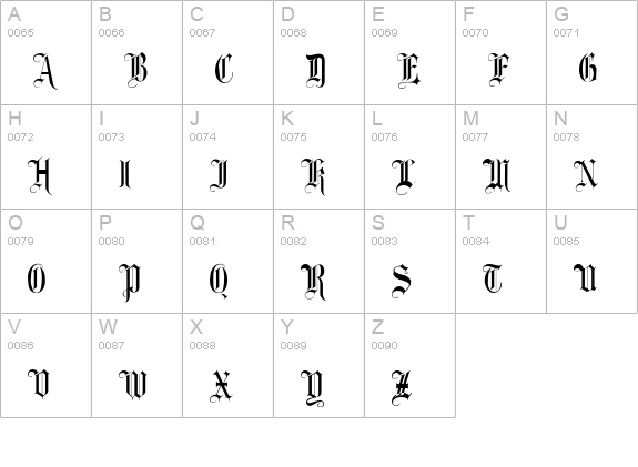 Fancy Card Text uppercase A-Z preview