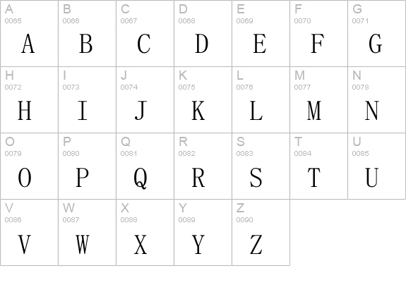 FangSong uppercase A-Z preview