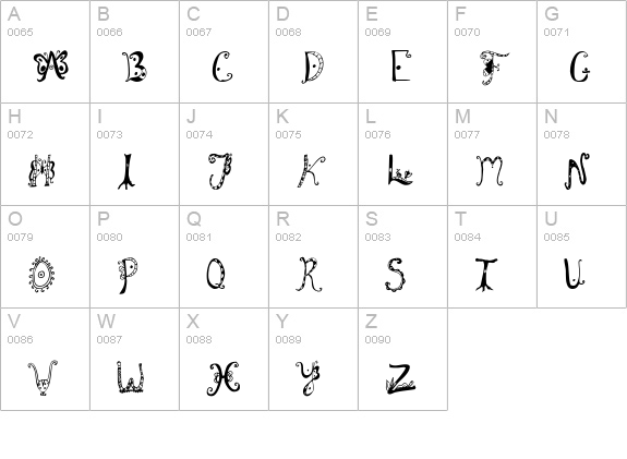 Fannys Treehouse uppercase A-Z preview