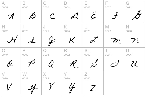 FannysHand Regular uppercase A-Z preview