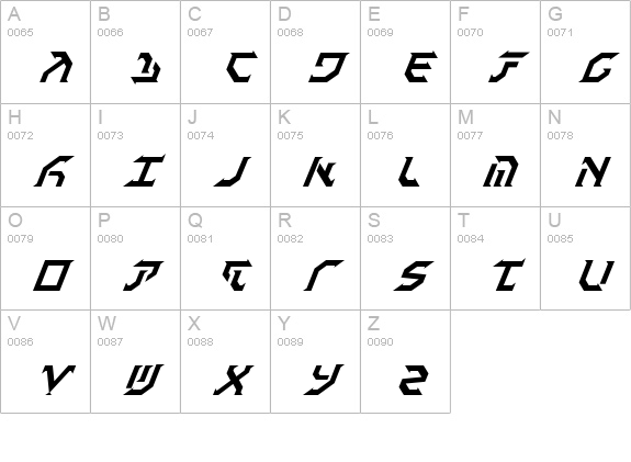 Fantazian Italic uppercase A-Z preview