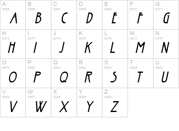 Fanzee-Condensed Italic uppercase A-Z preview