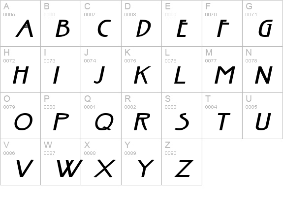 Fanzee-Extended Italic uppercase A-Z preview
