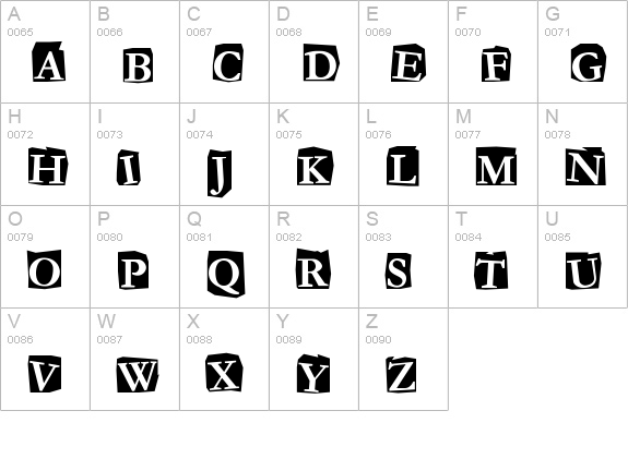 Fanzine uppercase A-Z preview
