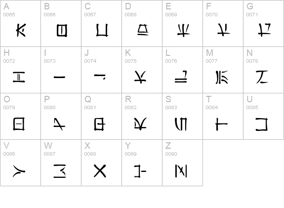 Far East uppercase A-Z preview