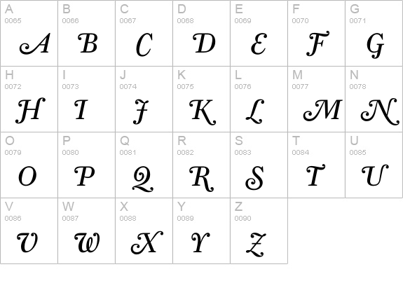 FarnhamDisplay-RegItalSwash uppercase A-Z preview