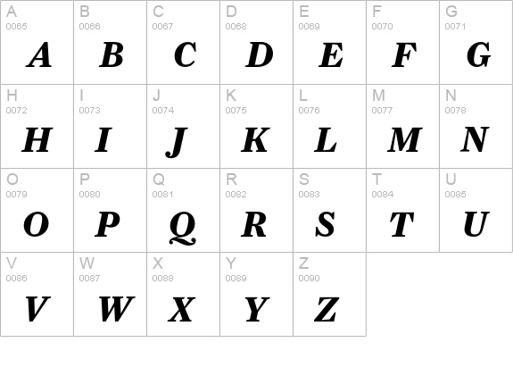 FarnhamText-BoldItal uppercase A-Z preview