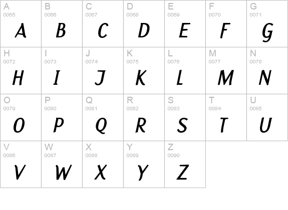Fasciani-Senza-BoldItalic uppercase A-Z preview