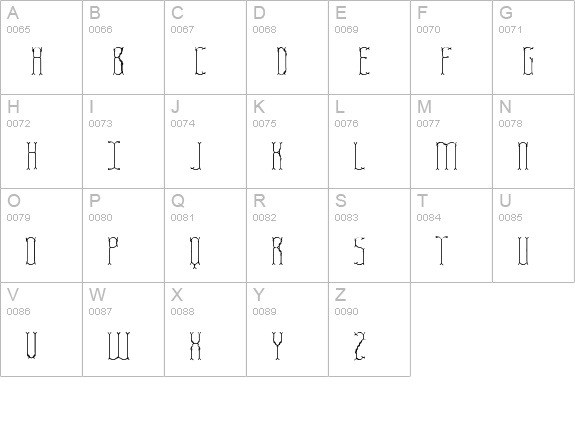 Fascii Twigs BRK uppercase A-Z preview