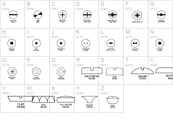 Fasteners JL uppercase A-Z preview