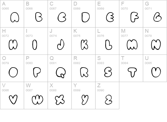 fat ass outline uppercase A-Z preview