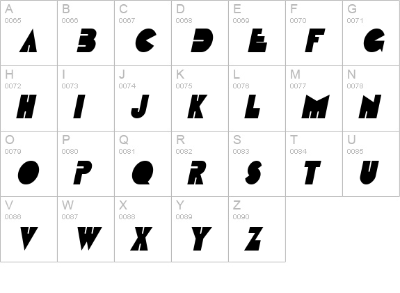 Fatso Condensed Italic uppercase A-Z preview