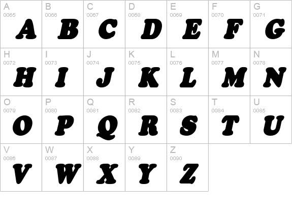 Fatso Italic CS uppercase A-Z preview