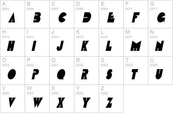 Fatso Thin Italic uppercase A-Z preview