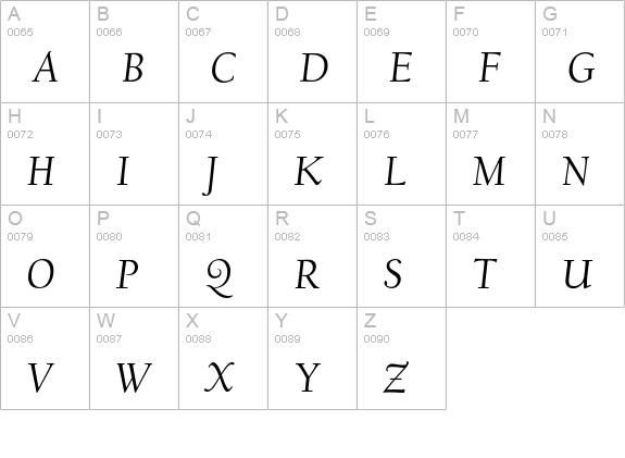 FBCalifornian-Italic uppercase A-Z preview