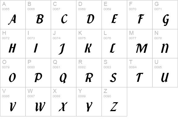Federhozen BoldItalic uppercase A-Z preview