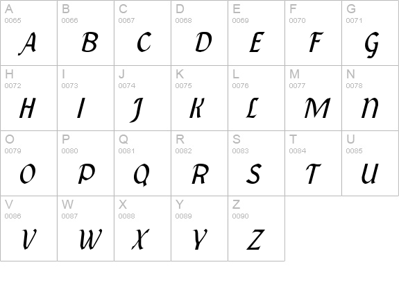 Federhozen Italic uppercase A-Z preview