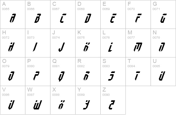 Fedyral Italic uppercase A-Z preview