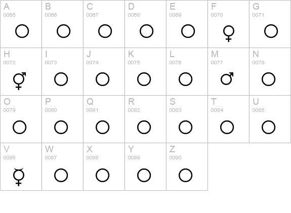 Female and Male Symbols uppercase A-Z preview