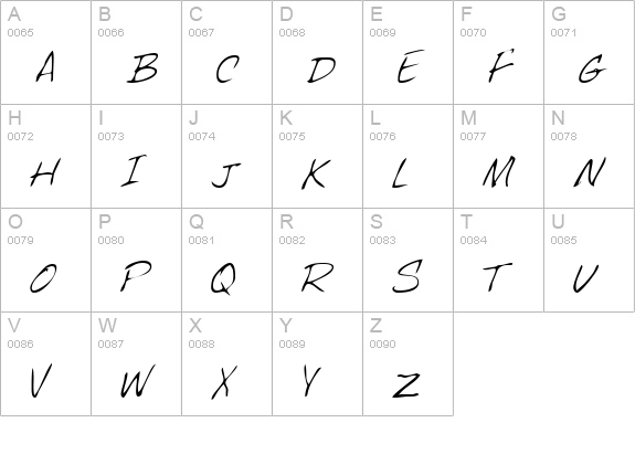 FentonsHand Regular uppercase A-Z preview