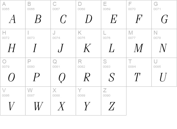 Ferrara-Light-Italic uppercase A-Z preview