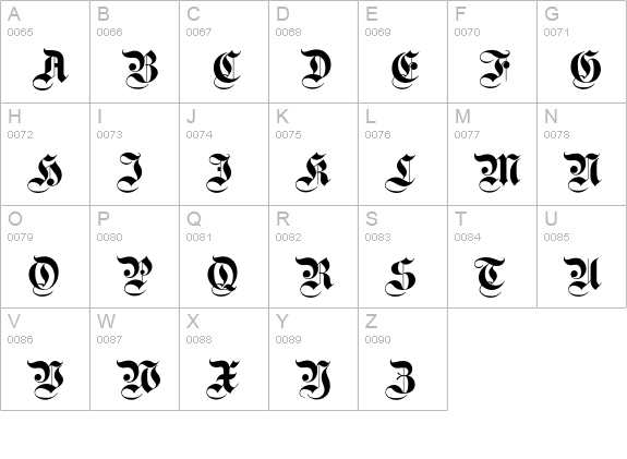 Fette Kanzlei uppercase A-Z preview