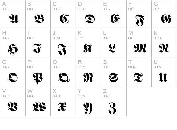 FetteFraktur-Normal uppercase A-Z preview