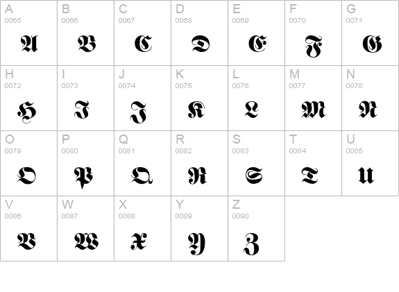 FetteFraktur-SemiBold uppercase A-Z preview