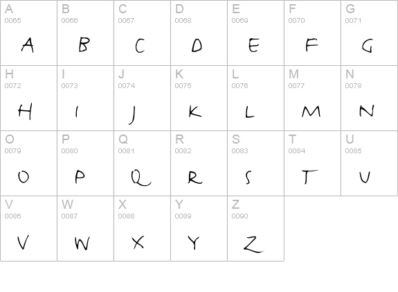 FFJustlefthand-Caps uppercase A-Z preview