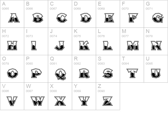 FHA Broken Gothic Busted NC uppercase A-Z preview
