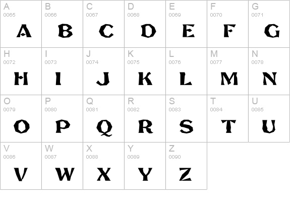 FHA Brokn Gothic BustdA NC uppercase A-Z preview