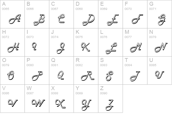 FiftiesHollow Regular uppercase A-Z preview