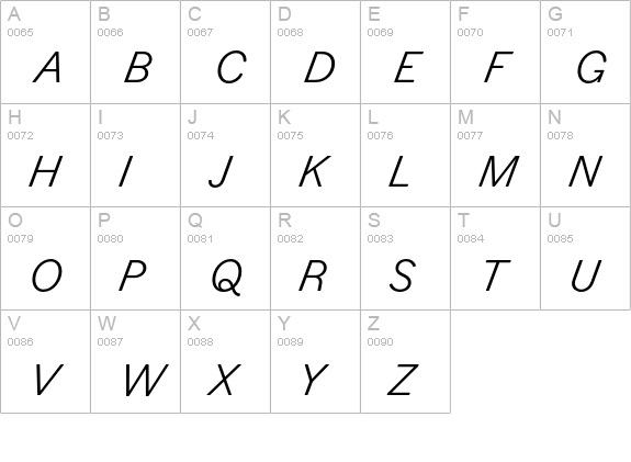 Figgins Sans Italic uppercase A-Z preview