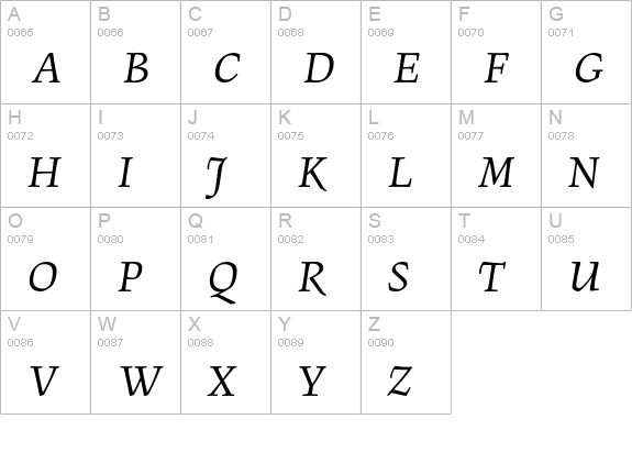 Figural Std Book Italic uppercase A-Z preview