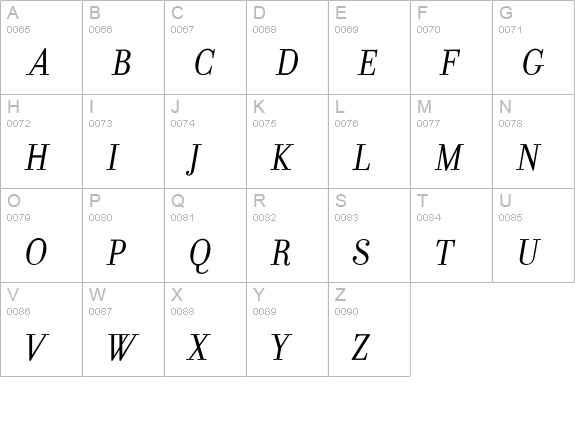 Filosofia-Italic uppercase A-Z preview