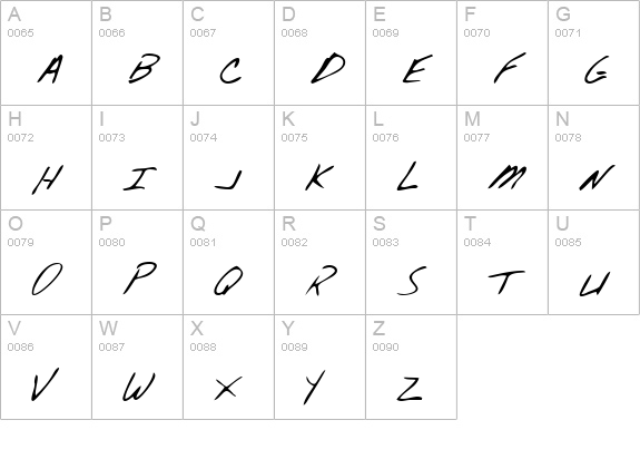 FiniansHand Regular uppercase A-Z preview