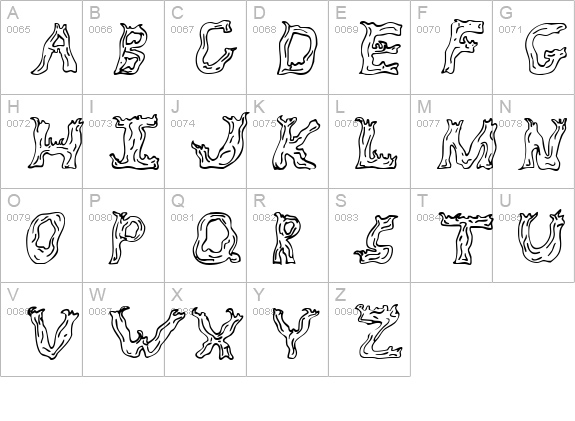 Fire Wood Regular uppercase A-Z preview
